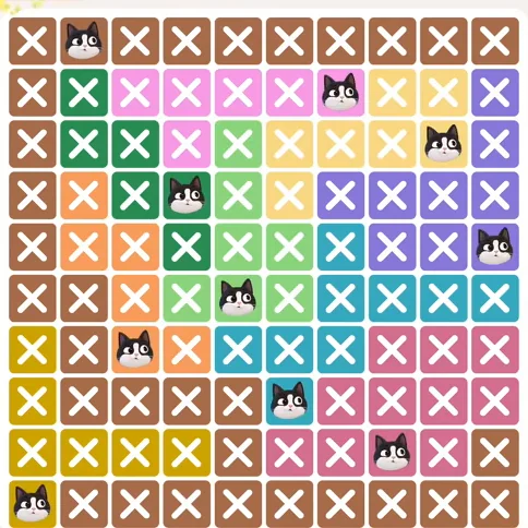 Meowdoku Level 475 solved board with every cat placed