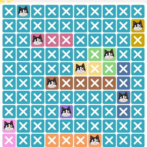 Meowdoku Level 478 solved board with every cat placed