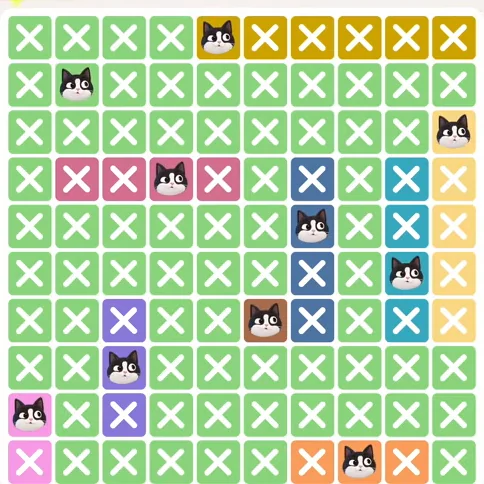 Meowdoku Level 479 solved board with every cat placed