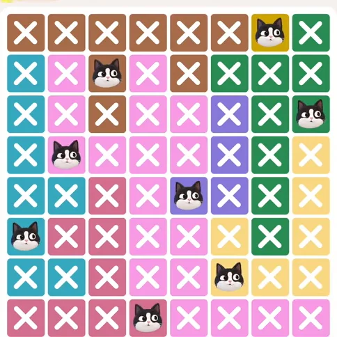 Meowdoku Level 481 solved board with every cat placed