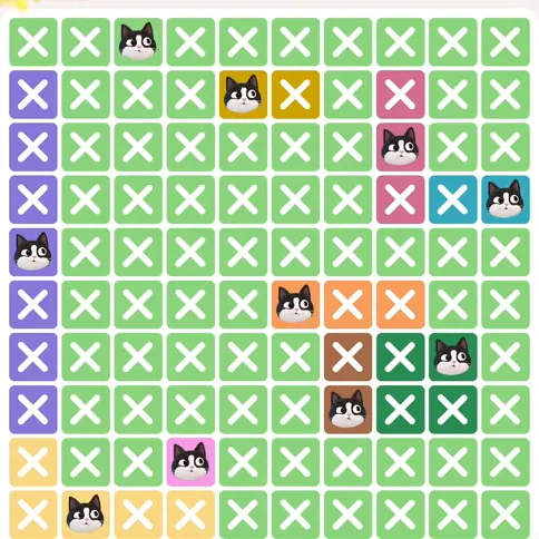 Meowdoku Level 488 solved board with every cat placed