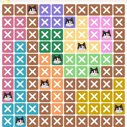 Meowdoku Level 506 solved board with every cat placed