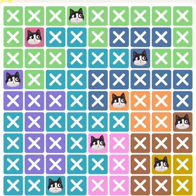 Meowdoku Level 507 solved board with every cat placed