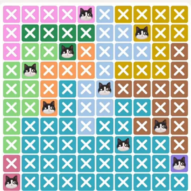 Meowdoku Level 510 solved board with every cat placed