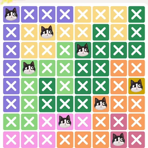 Meowdoku Level 511 solved board with every cat placed