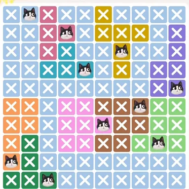 Meowdoku Level 516 solved board with every cat placed