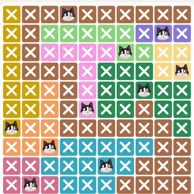 Meowdoku Level 519 solved board with every cat placed