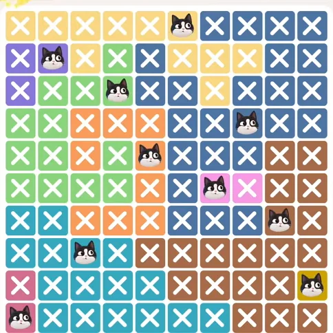 Meowdoku Level 520 solved board with every cat placed