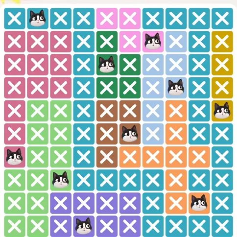 Meowdoku Level 526 solved board with every cat placed