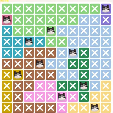 Meowdoku Level 530 solved board with every cat placed