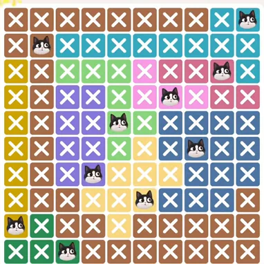 Meowdoku Level 532 solved board with every cat placed