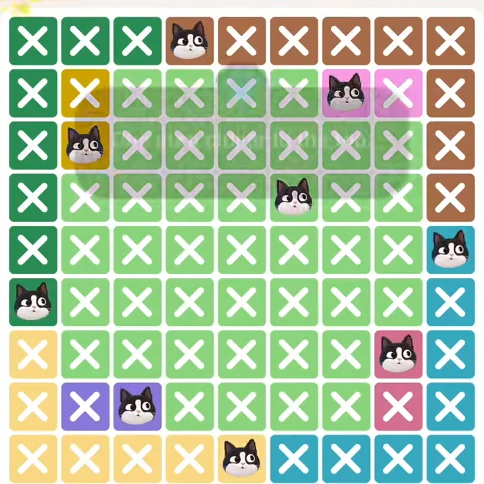 Meowdoku Level 534 solved board with every cat placed
