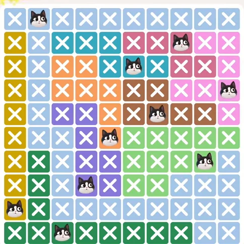 Meowdoku Level 535 solved board with every cat placed