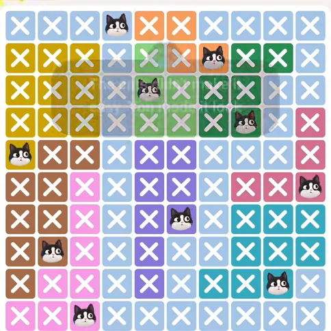 Meowdoku Level 536 solved board with every cat placed