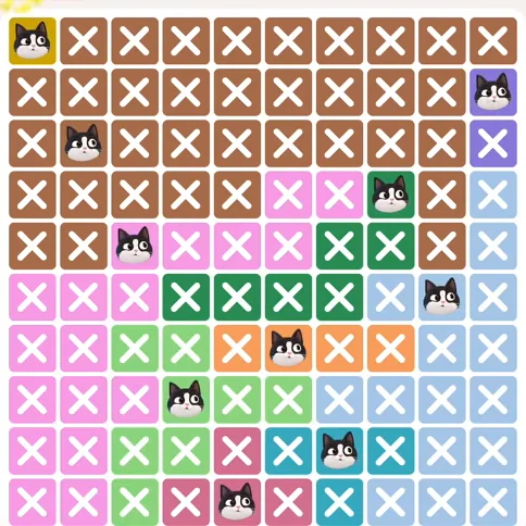 Meowdoku Level 540 solved board with every cat placed