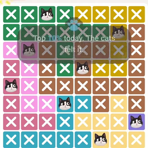 Meowdoku Level 541 solved board with every cat placed