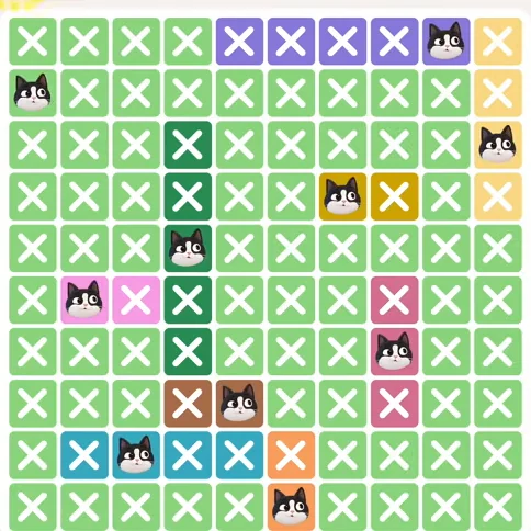 Meowdoku Level 542 solved board with every cat placed