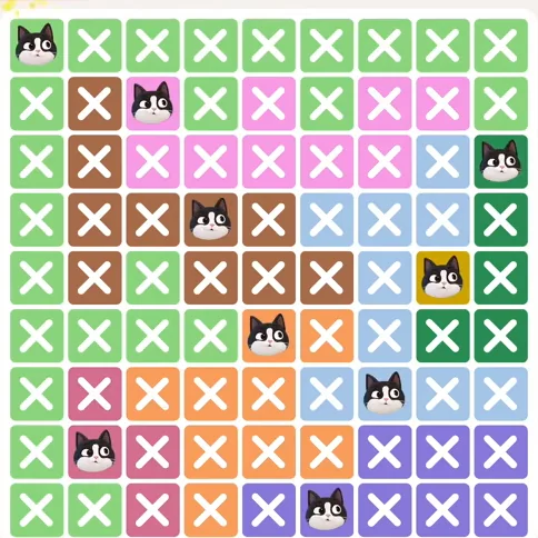 Meowdoku Level 547 solved board with every cat placed