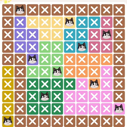 Meowdoku Level 548 solved board with every cat placed