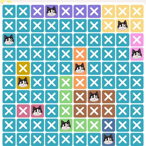 Meowdoku Level 549 solved board with every cat placed