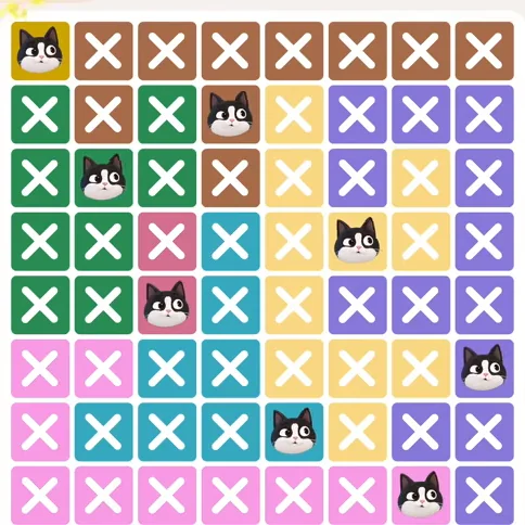 Meowdoku Level 551 solved board with every cat placed