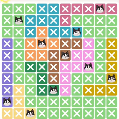 Meowdoku Level 552 solved board with every cat placed