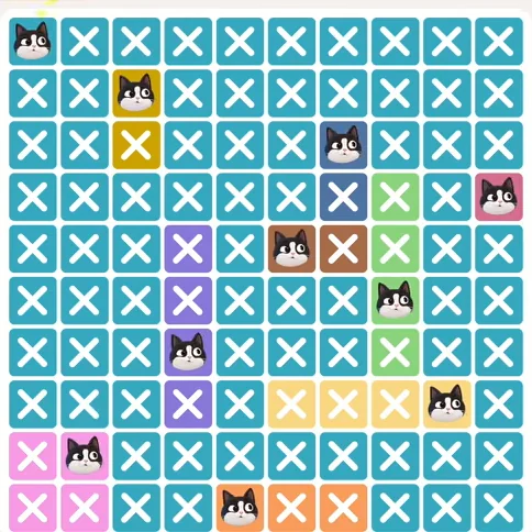 Meowdoku Level 553 solved board with every cat placed