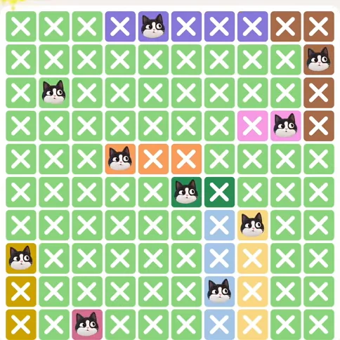 Meowdoku Level 559 solved board with every cat placed