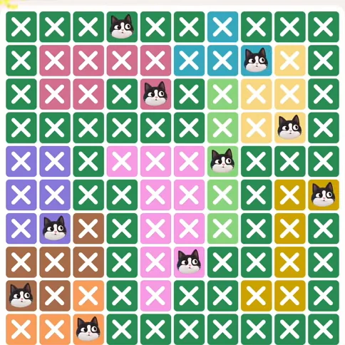 Meowdoku Level 563 solved board with every cat placed