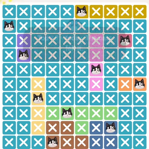Meowdoku Level 569 solved board with every cat placed