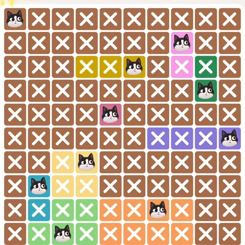 Meowdoku Level 572 solved board with every cat placed