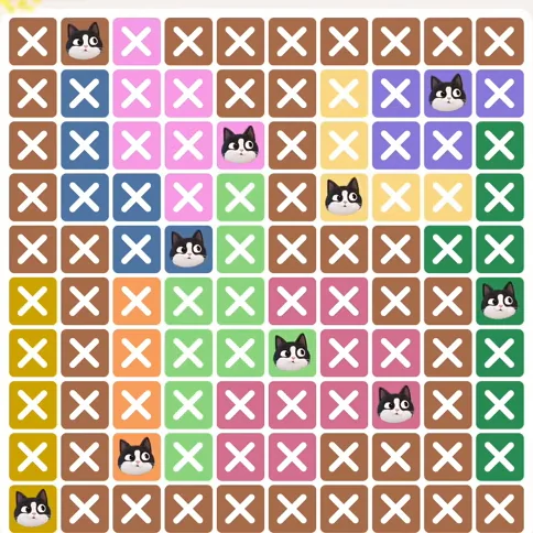 Meowdoku Level 573 solved board with every cat placed