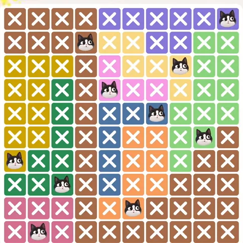 Meowdoku Level 579 solved board with every cat placed