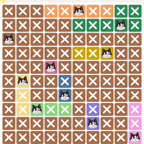 Meowdoku Level 582 solved board with every cat placed