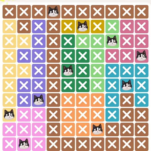 Meowdoku Level 589 solved board with every cat placed