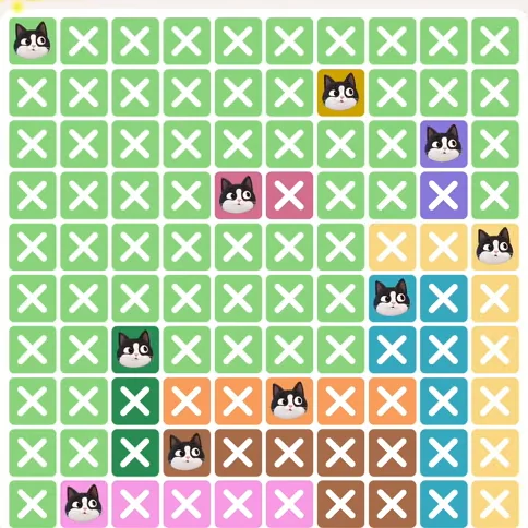 Meowdoku Level 602 solved board with every cat placed