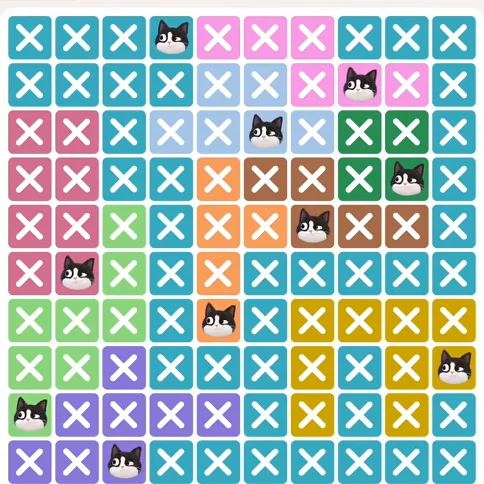 Meowdoku Level 603 solved board with every cat placed
