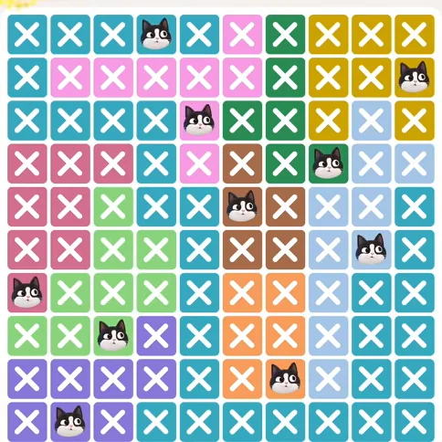 Meowdoku Level 606 solved board with every cat placed
