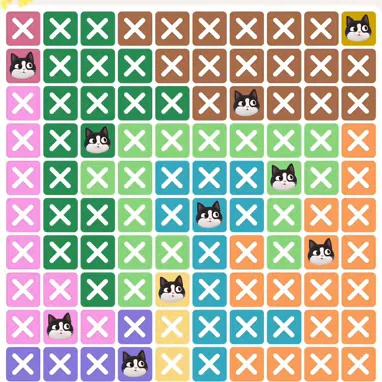 Meowdoku Level 610 solved board with every cat placed