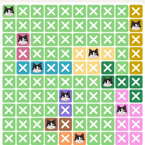 Meowdoku Level 612 solved board with every cat placed