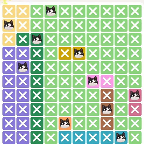 Meowdoku Level 626 solved board with every cat placed