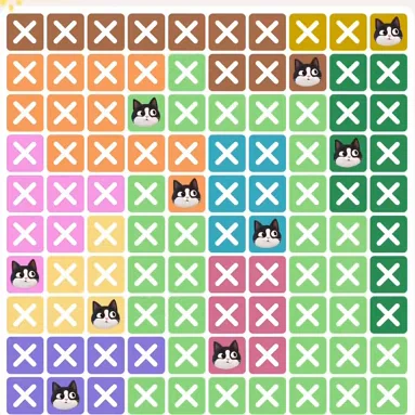 Meowdoku Level 631 solved board with every cat placed