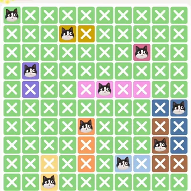 Meowdoku Level 635 solved board with every cat placed