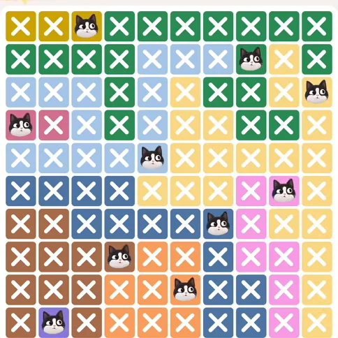 Meowdoku Level 636 solved board with every cat placed