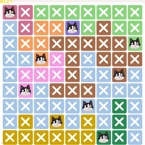 Meowdoku Level 637 solved board with every cat placed
