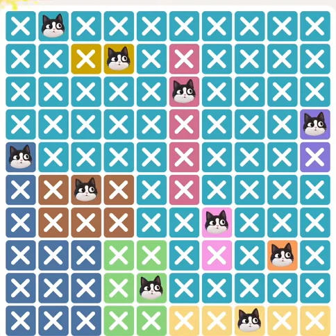 Meowdoku Level 638 solved board with every cat placed