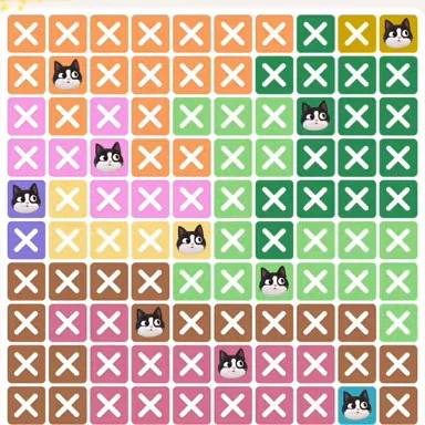 Meowdoku Level 640 solved board with every cat placed