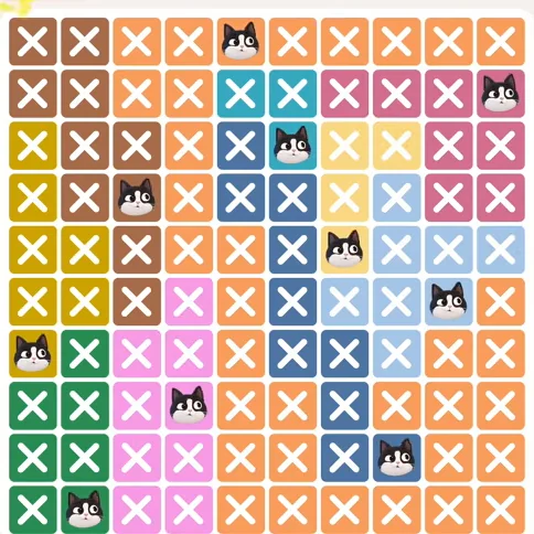 Meowdoku Level 645 solved board with every cat placed