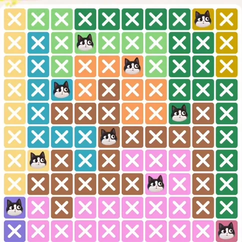 Meowdoku Level 650 solved board with every cat placed