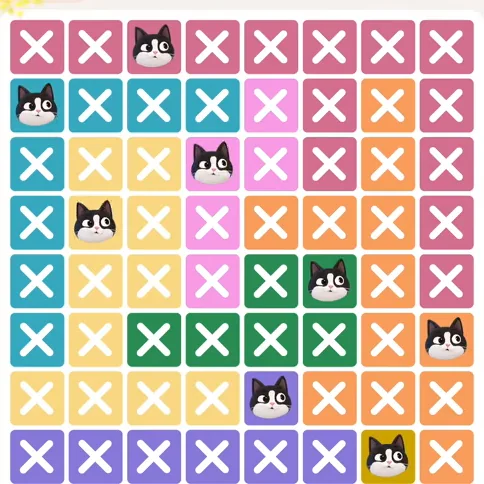 Meowdoku Level 651 solved board with every cat placed